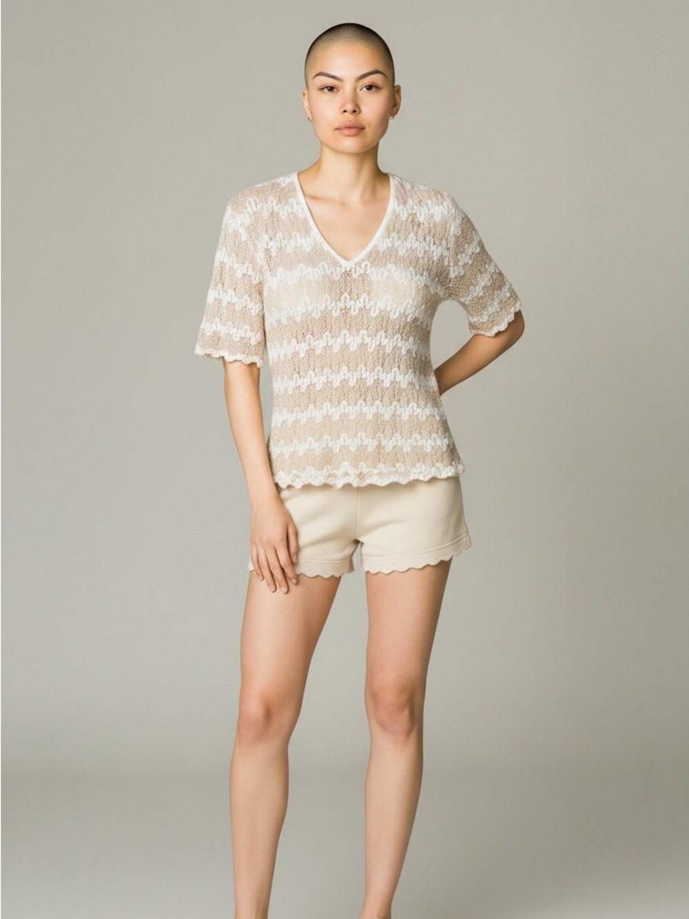 Vintage Women's Elegant Cream and Tan Blouse Size 11/12 Sheer Festival Feminine